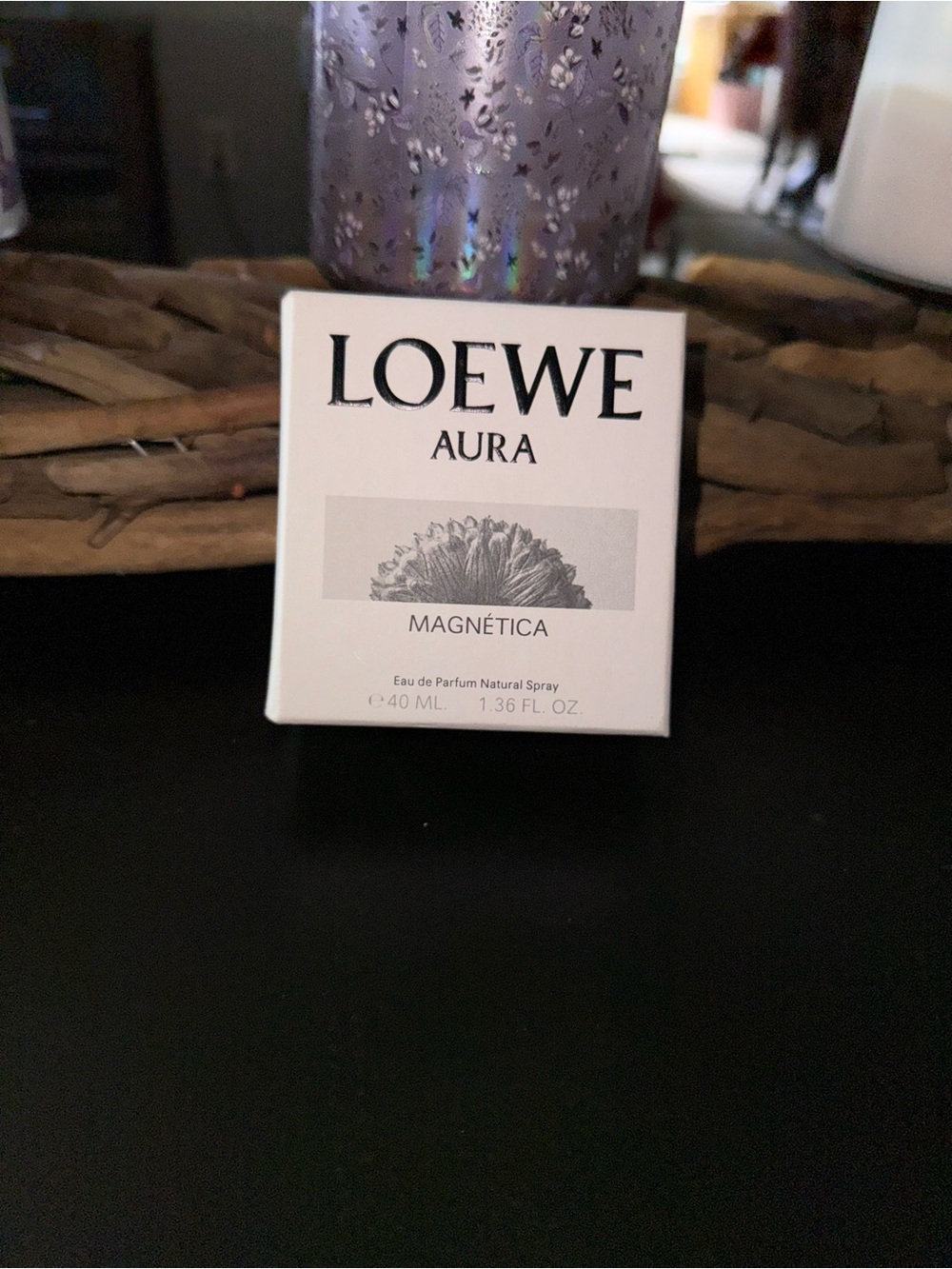 Loewe white boxed perfume with printed barcodes
